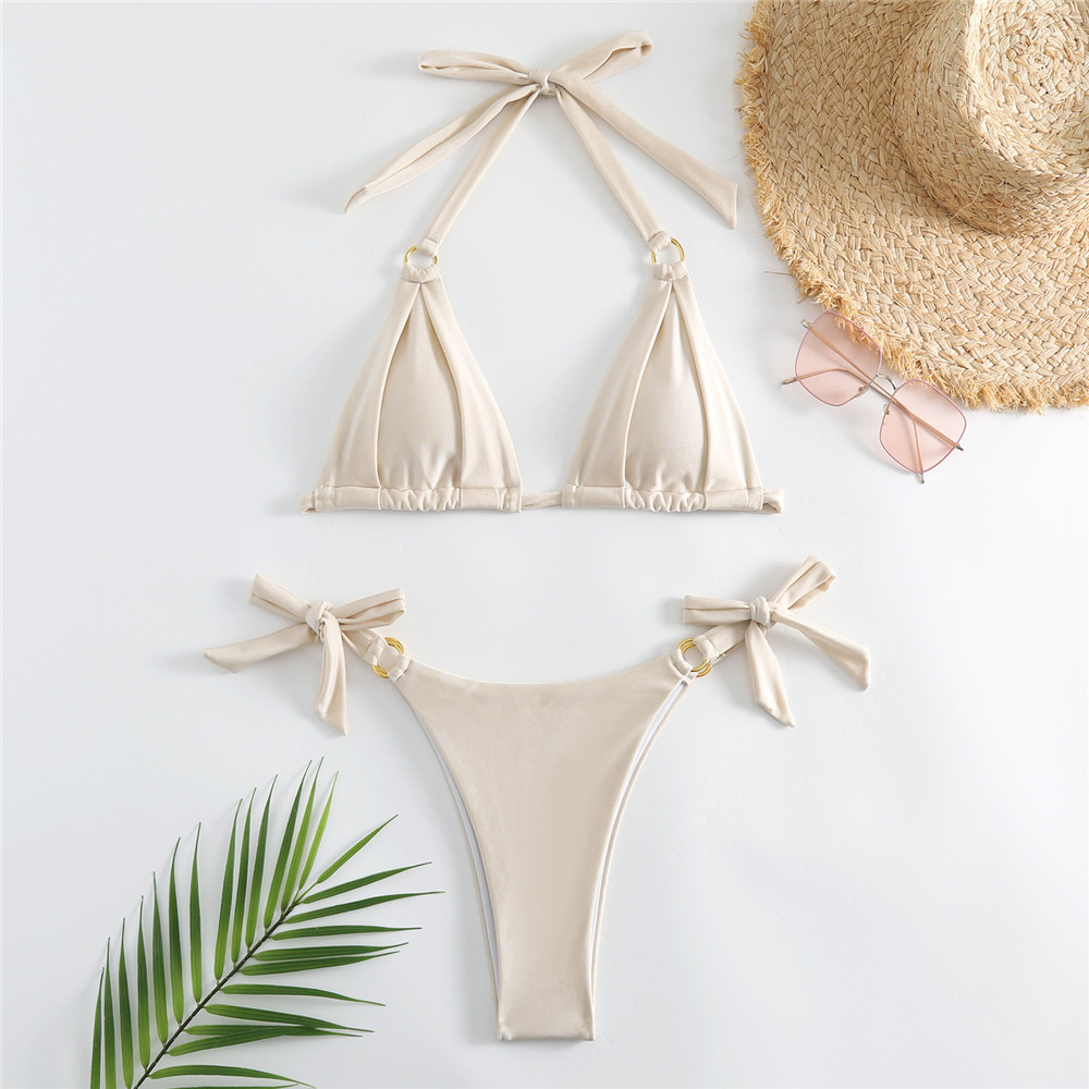 Swimsuit Bikini Ruched - Traje de baño blanco con lazo