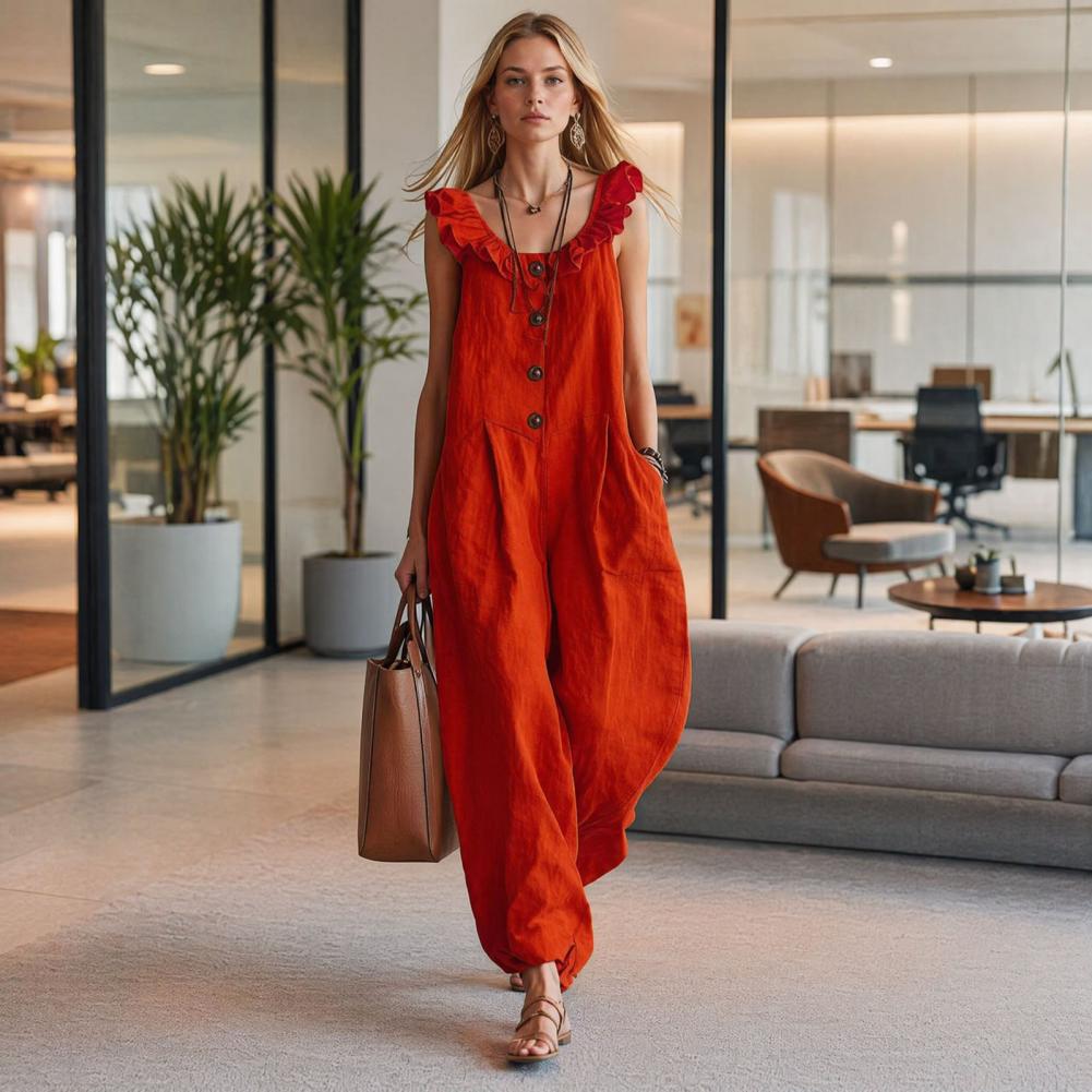 Mono para mujer, transpirable, - Jumpsuit Linen Relaxed reseña y precio